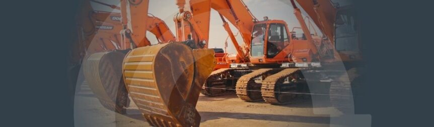 Banner for the 'Excavator Fleet Performance Turnaround banner' article with a background image of an excavator
