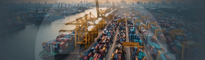 Banner for the 'MSAP - Making inventory management sustainable...' article with a background image of a shipping container yard