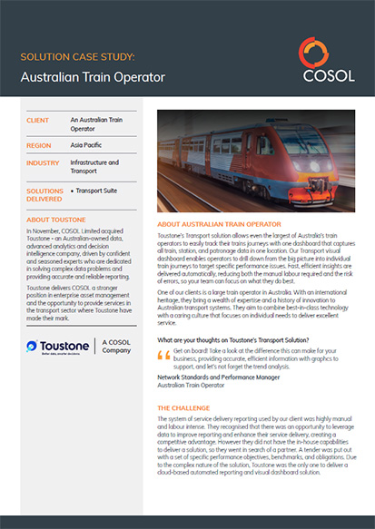Thumbnail of the 'Australian Train Operator' case study