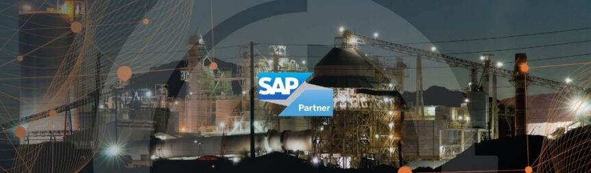 Data and COSOL monogram overlaid on top of a processing plant. highlighted is SAP Partner logo