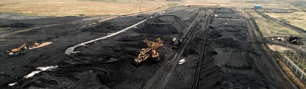 Aerial view of open-cut coal mining operation