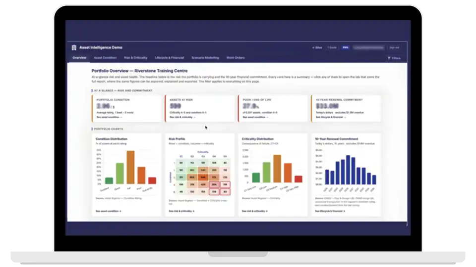 screenshot of the Asset Intelligence Demo on a laptop